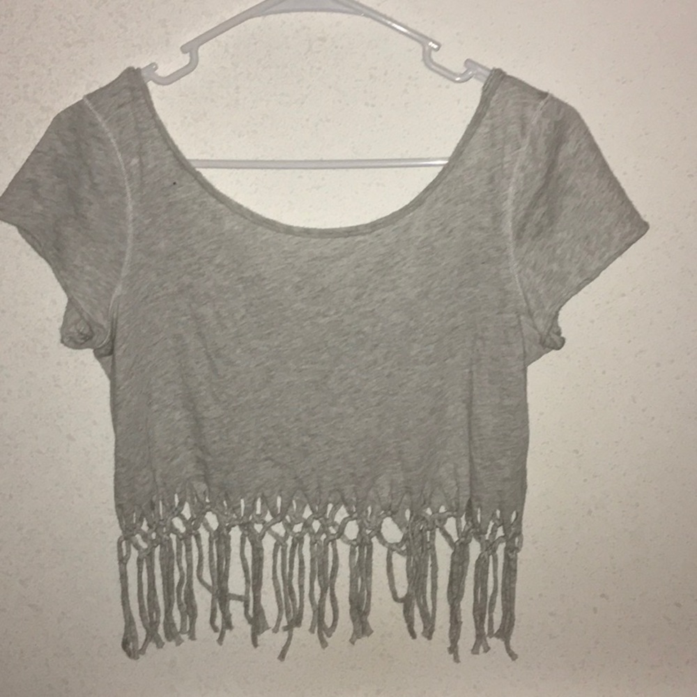A grey Hollister crop top